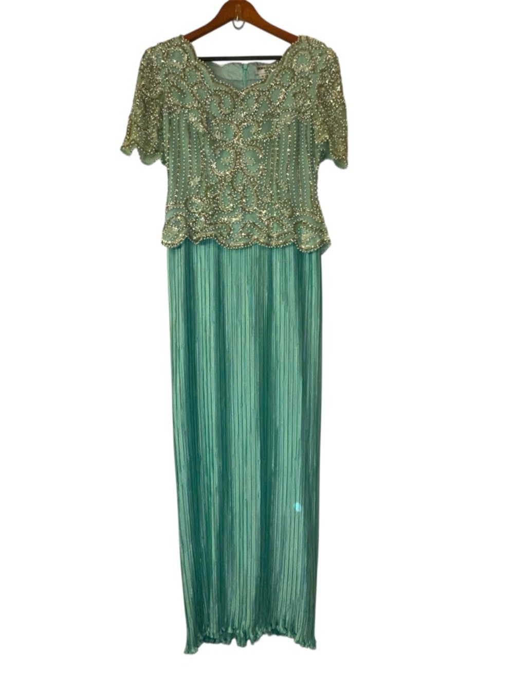 Vintage George F. Couture Gown Women’s 6 Silk Blend MOB Glass Beaded Prom Dress
